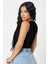 Kadın Siyah Kare Yaka Crop Top Bluz 2
