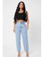 Kadın Siyah Kare Yaka Crop Top Bluz 4