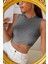Kadın Gri Çapraz Bağlamalı Crop Top Büstiyer 1