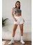 Kadın Gri Çapraz Bağlamalı Crop Top Büstiyer 2