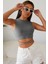 Kadın Gri Çapraz Bağlamalı Crop Top Büstiyer 4