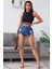 Kadın Lacivert Çapraz Bağlamalı Crop Top Büstiyer 5