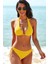 Kadın Sarı Belden, Boyundan Bağlamalı ve Ayarlanabilir Külotlu Üçgen Bikini Mayo Takımı 1