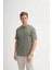 Bisiklet Yaka Slim Fit Likarlı Düz Tişört 4163 Haki 1