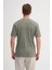 Bisiklet Yaka Slim Fit Likarlı Düz Tişört 4163 Haki 4