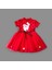 1-2-3 Yaş Payetli Kedicik Baskılı Puantiyeli Kız Bebek Elbisesi Kırmızı 2