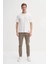 Bisiklet Yaka Slim Fit Likarlı Düz Tişört 4163 Ekru 3