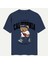 Unisex Bisiklet Yaka %100 Organik Pamuklu Kalın Dokulu California Baskılı Oversize T-Shirt - Lacivert 1