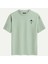Unisex Bisiklet Yaka %100 Organik Pamuklu Kalın Dokulu Behind Baskılı Oversize T-Shirt - Bej 2