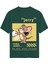 Unisex Bisiklet Yaka %100 Organik Pamuklu Kalın Dokulu Jerry Baskılı Oversize T-Shirt - Koyu Yeşil 1