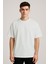 Unisex Bisiklet Yaka %100 Organik Pamuklu Kalın Dokulu Düz Oversize T-Shirt - Ekru 5