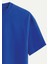 Unisex Bisiklet Yaka %100 Organik Pamuklu Kalın Dokulu Earth Baskılı Oversize T-Shirt - Saks Mavisi 4