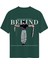 Unisex Bisiklet Yaka %100 Organik Pamuklu Kalın Dokulu Behind Baskılı Oversize T-Shirt - Koyu Yeşil 1