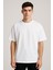 Unisex Bisiklet Yaka %100 Organik Pamuklu Kalın Dokulu Düz Oversize T-Shirt - Beyaz 5