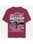Unisex Bisiklet Yaka %100 Organik Pamuklu Kalın Dokulu Passion Baskılı Oversize T-Shirt - Bordo 1