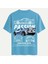 Unisex Bisiklet Yaka %100 Organik Pamuklu Kalın Dokulu Passion Baskılı Oversize T-Shirt - Mavi 1
