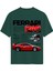 Unisex Bisiklet Yaka %100 Organik Pamuklu Kalın Dokulu Ferrari F40 Baskılı Oversize T-Shirt - Koyu Yeşil 1