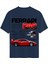 Unisex Bisiklet Yaka %100 Organik Pamuklu Kalın Dokulu Ferrari F40 Baskılı Oversize T-Shirt - Lacivert 1