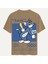 Unisex Bisiklet Yaka %100 Organik Pamuklu Kalın Dokulu Tom Baskılı Oversize T-Shirt - Açık Kahverengi 1