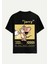 Unisex Bisiklet Yaka %100 Organik Pamuklu Kalın Dokulu Jerry Baskılı Oversize T-Shirt - Siyah 1