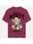 Unisex Bisiklet Yaka %100 Organik Pamuklu Kalın Dokulu Made Of Money Baskılı Oversize T-Shirt - Bordo 1