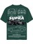 Unisex Bisiklet Yaka %100 Organik Pamuklu Kalın Dokulu Toyota Supra A90 Baskılı Oversize T-Shirt - Koyu Yeşil 1