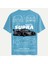 Unisex Bisiklet Yaka %100 Organik Pamuklu Kalın Dokulu Toyota Supra A90 Baskılı Oversize T-Shirt - Mavi 1