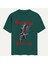 Unisex Bisiklet Yaka %100 Organik Pamuklu Kalın Dokulu Guardian Protection Baskılı Oversize T-Shirt - Koyu Yeşil 1