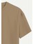 Unisex Bisiklet Yaka %100 Organik Pamuklu Kalın Dokulu Moon Baskılı Oversize T-Shirt - Açık Kahverengi 4