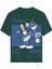 Unisex Bisiklet Yaka %100 Organik Pamuklu Kalın Dokulu Tom Baskılı Oversize T-Shirt - Koyu Yeşil 1