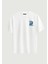 Unisex Bisiklet Yaka %100 Organik Pamuklu Kalın Dokulu Own World Baskılı Oversize T-Shirt - Beyaz 2