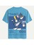 Unisex Bisiklet Yaka %100 Organik Pamuklu Kalın Dokulu Tom Baskılı Oversize T-Shirt - Mavi 1