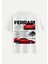 Unisex Bisiklet Yaka %100 Organik Pamuklu Kalın Dokulu Ferrari F40 Baskılı Oversize T-Shirt - Ekru 1