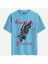 Unisex Bisiklet Yaka %100 Organik Pamuklu Kalın Dokulu Guardian Protection Baskılı Oversize T-Shirt - Mavi 1