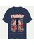 Unisex Bisiklet Yaka %100 Organik Pamuklu Kalın Dokulu Yahweh Baskılı Oversize T-Shirt - Lacivert 1