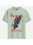 Unisex Bisiklet Yaka %100 Organik Pamuklu Kalın Dokulu Guardian Protection Baskılı Oversize T-Shirt - Bej 1