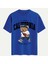 Unisex Bisiklet Yaka %100 Organik Pamuklu Kalın Dokulu California Baskılı Oversize T-Shirt - Saks Mavisi 1