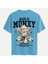 Unisex Bisiklet Yaka %100 Organik Pamuklu Kalın Dokulu Made Of Money Baskılı Oversize T-Shirt - Mavi 1