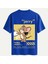 Unisex Bisiklet Yaka %100 Organik Pamuklu Kalın Dokulu Jerry Baskılı Oversize T-Shirt - Saks Mavisi 1