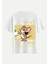 Unisex Bisiklet Yaka %100 Organik Pamuklu Kalın Dokulu Jerry Baskılı Oversize T-Shirt - Ekru 1