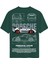 Unisex Bisiklet Yaka %100 Organik Pamuklu Kalın Dokulu Porsche 911 Gt3 Rs Baskılı Oversize T-Shirt - Koyu Yeşil 1