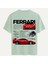 Unisex Bisiklet Yaka %100 Organik Pamuklu Kalın Dokulu Ferrari F40 Baskılı Oversize T-Shirt - Bej 1