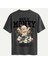 Unisex Bisiklet Yaka %100 Organik Pamuklu Kalın Dokulu Made Of Money Baskılı Oversize T-Shirt - Füme 1