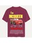 Unisex Bisiklet Yaka %100 Organik Pamuklu Kalın Dokulu Mcqueen Baskılı Oversize T-Shirt - Bordo 1