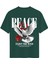 Unisex Bisiklet Yaka %100 Organik Pamuklu Kalın Dokulu Peace Baskılı Oversize T-Shirt - Koyu Yeşil 1