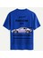 Unisex Bisiklet Yaka %100 Organik Pamuklu Kalın Dokulu Porsche 911 Baskılı Oversize T-Shirt - Saks Mavisi 1