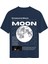 Unisex Bisiklet Yaka %100 Organik Pamuklu Kalın Dokulu Moon Baskılı Oversize T-Shirt - Lacivert 1