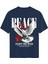 Unisex Bisiklet Yaka %100 Organik Pamuklu Kalın Dokulu Peace Baskılı Oversize T-Shirt - Lacivert 1