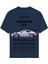Unisex Bisiklet Yaka %100 Organik Pamuklu Kalın Dokulu Porsche 911 Baskılı Oversize T-Shirt - Lacivert 1