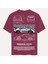 Unisex Bisiklet Yaka %100 Organik Pamuklu Kalın Dokulu Porsche 911 Gt3 Rs Baskılı Oversize T-Shirt - Bordo 1